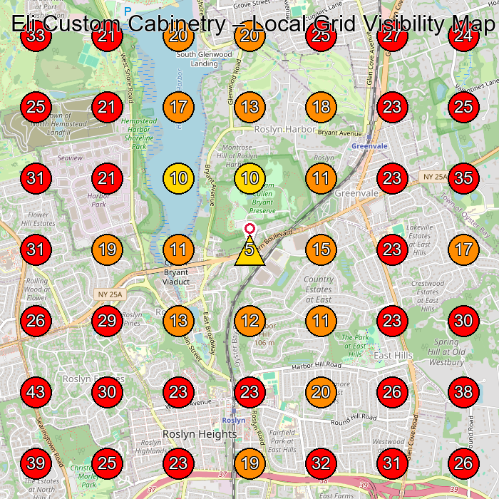 Eli Custom Cabinetry GeoGrid visibility map for Mutfak Yenileme Adegayleri Ya1/4Klenicisi in Williston Park